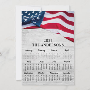 USA Amerikanische Flagge Patriotischer Holz-Kalend Feiertagskarte