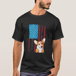 Usa Amerikanische Flagge Patriotischer Hund Corgi T-Shirt