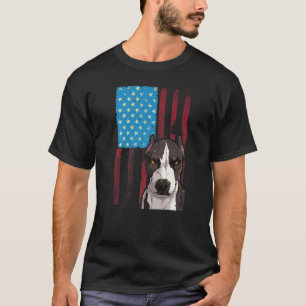 Usa Amerikanische Flagge Patriotischer Hund Pitbul T-Shirt