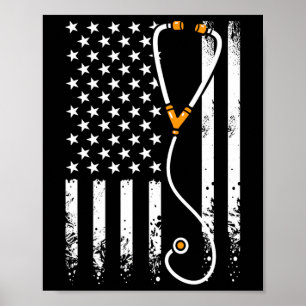 Usa Amerikanische Flagge Patriotischer Tag der Kra Poster