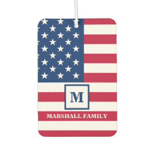 USA Amerikanische Flagge Personalisiertes Monogram Autolufterfrischer