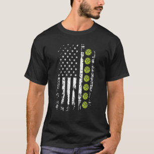 USA Amerikanische Flagge Pickleball Sport Paddleba T-Shirt