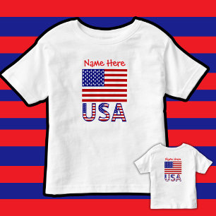 USA Amerikanische Flagge Rot Personalisiert Kleinkind T-shirt