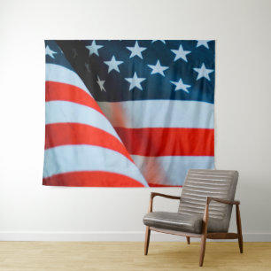 USA Amerikanische Flagge Rot Weiß und Blau Wandteppich
