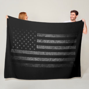 USA Amerikanische Flagge Schwarz Grunge mit Namen Fleecedecke