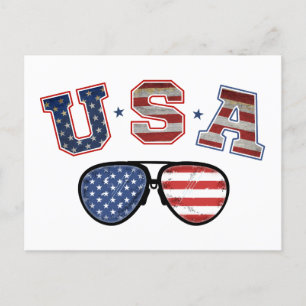 USA Amerikanische Flagge Sonnenbrille Veteran 4. J Postkarte