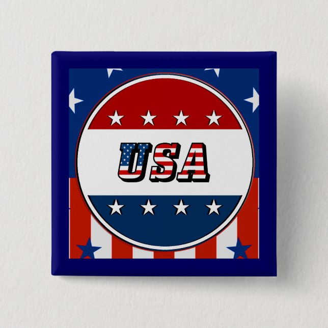 USA - Amerikanische Flagge und Sterne im 2. Kreis Button (Vorderseite)