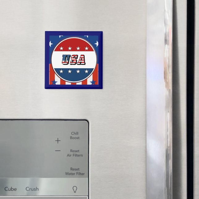 USA - Amerikanische Flagge und Sterne im 2. Kreis Magnet (In Situ (Kühlschrank))