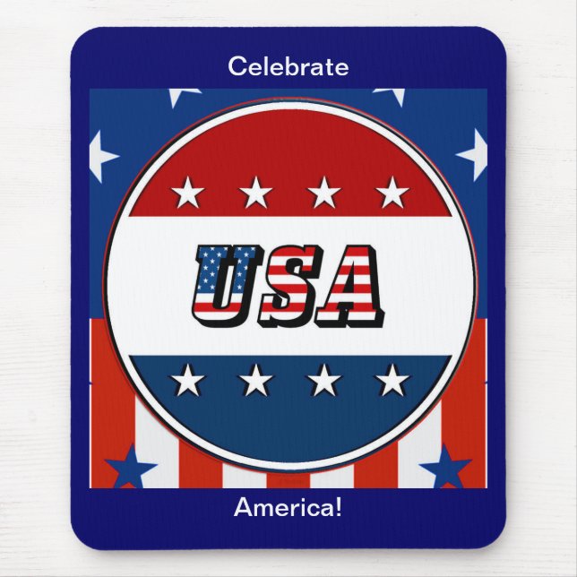 USA - Amerikanische Flagge und Sterne im 2. Kreis Mousepad (Vorne)