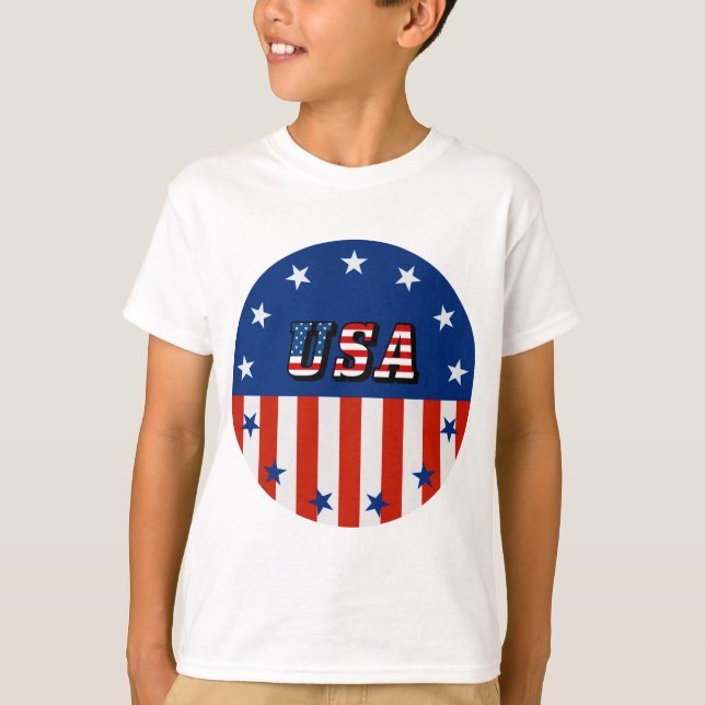 USA - Amerikanische Flagge und Sterne im Circle Sh T-Shirt (Vorderseite)
