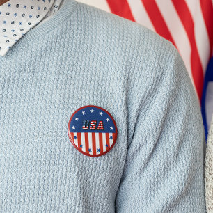 USA - Amerikanische Flagge und Sterne im Kreis Button