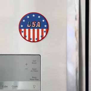 USA - Amerikanische Flagge und Sterne im Kreis Magnet