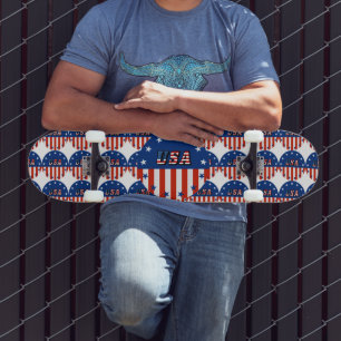 USA - Amerikanische Flagge und Sterne im Kreis Ska Skateboard