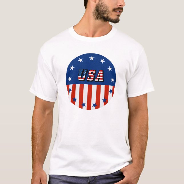 USA - Amerikanische Flagge und Sterne im Kreis T-Shirt (Vorderseite)