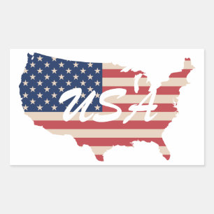 USA Amerikanische Flagge Vereinigte Staaten Karte Rechteckiger Aufkleber