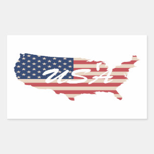 USA Amerikanische Flagge Vereinigte Staaten Karte  Rechteckiger Aufkleber