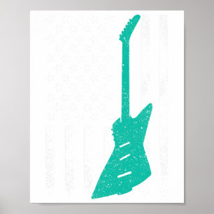 Usa Amerikanische Flagge Vintage E-Gitarre 4. Poster