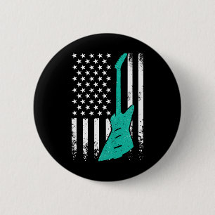 Usa Amerikanische Flagge Vintage-Elektro-Rockgitar Button