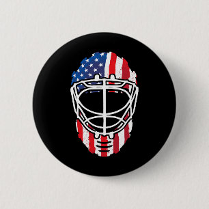 Usa-Amerikanische Flagge Vintage-Hockey-Torwartmas Button