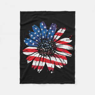 Usa Amerikanische Flagge Vintage Sonnenblume Glück Fleecedecke