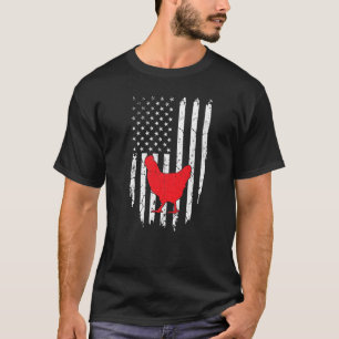 Usa Amerikanischer Flaggenhuhn 4. Juli Farmer Pat T-Shirt
