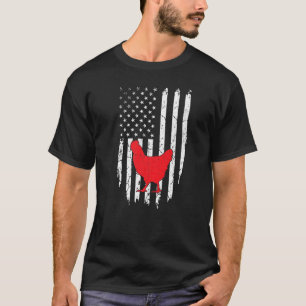 Usa Amerikanischer Flaggenhuhn 4. Juli Farmer Pat T-Shirt