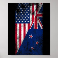 Usa & Neuseeland-Flaggen - USA Kiwi,