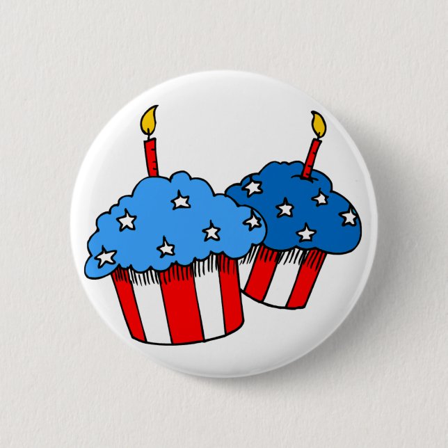 USA-an-American Cupcake Birthday Button (Vorderseite)