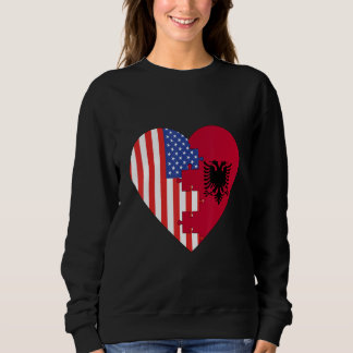 USA and Albania Flags Heart Sweatshirt