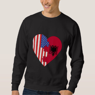 USA and Albania Flags Heart Sweatshirt