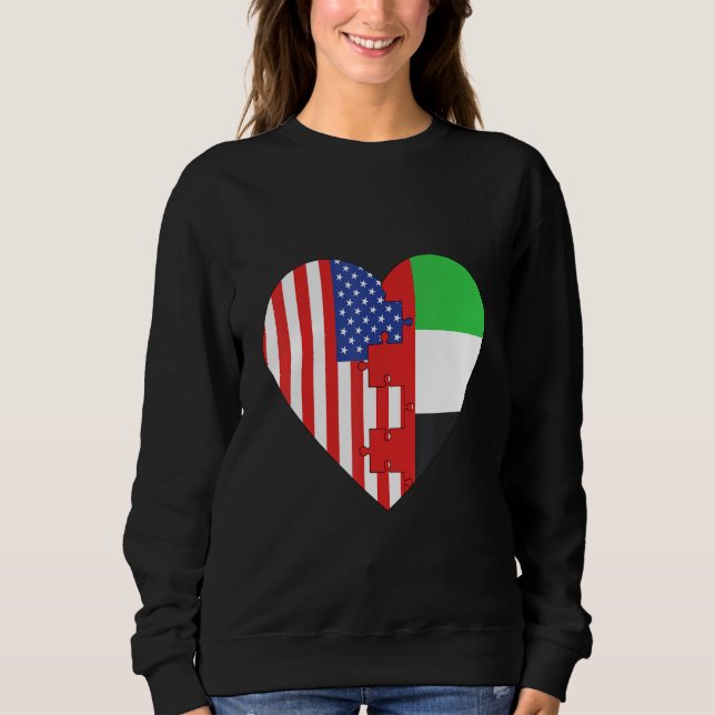USA and Arab Emirates Flags Heart Sweatshirt (Vorderseite)