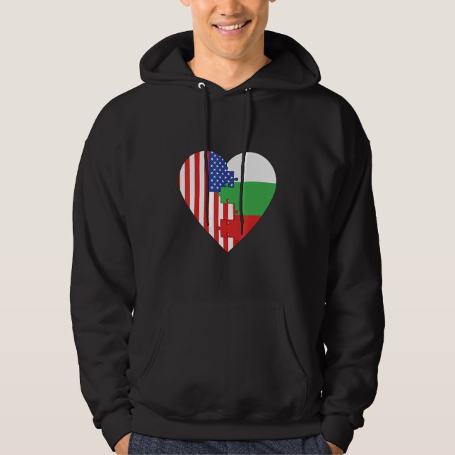 USA and Bulgaria Flags Heart Hoodie (Vorderseite)