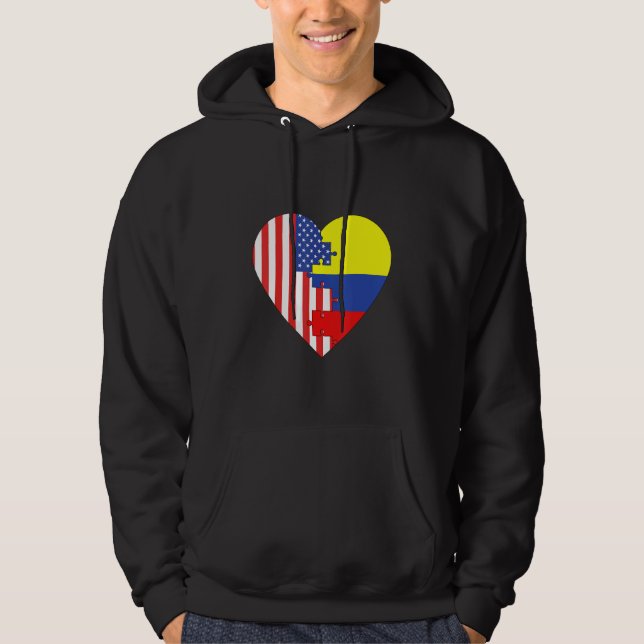 USA and Colombia Flags Heart Hoodie (Vorderseite)
