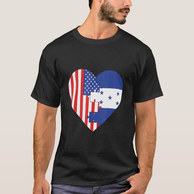 USA and Honduras Flags Heart T-Shirt (Vorderseite)