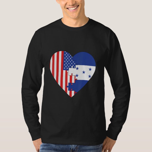 USA and Honduras Flags Heart T-Shirt (Vorderseite)