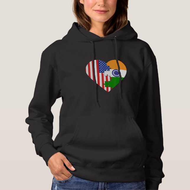 USA and India Flags Heart Hoodie (Vorderseite)