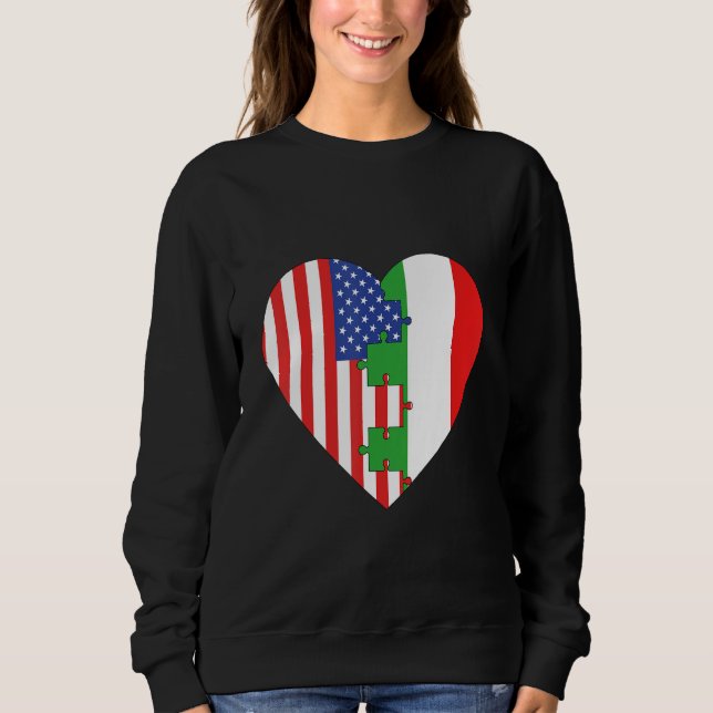 USA and Italy Flags Heart Sweatshirt (Vorderseite)
