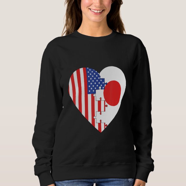 USA and Japan Flags Heart Sweatshirt (Vorderseite)