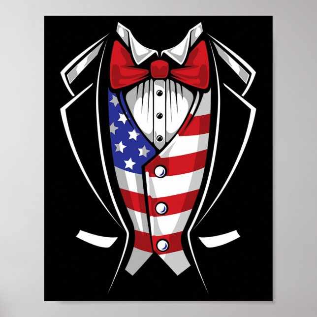 Usa Anzug Smoking patriotisch 4. Juli Flagge Ameri Poster (Vorne)