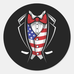 Usa Anzug Smoking patriotisch 4. Juli Flagge Ameri Runder Aufkleber