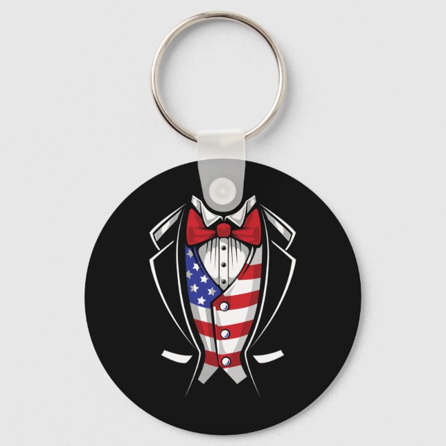 Usa Anzug Smoking patriotisch 4. Juli Flagge Ameri Schlüsselanhänger (Vorderseite)