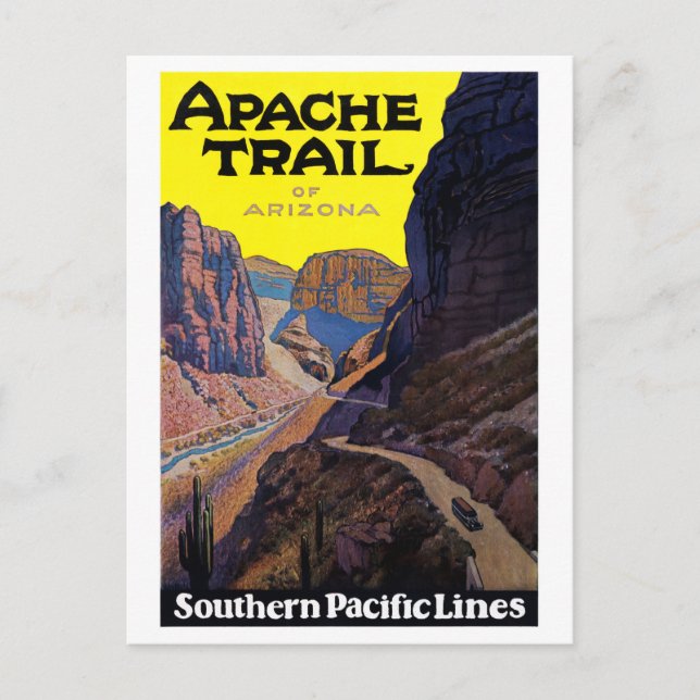 USA Apache Trail Vintage Reiseposter Restauriert Postkarte (Vorderseite)