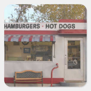 USA, Arizona, Bisbee: Shady Dell Motel, All 2 Quadratischer Aufkleber