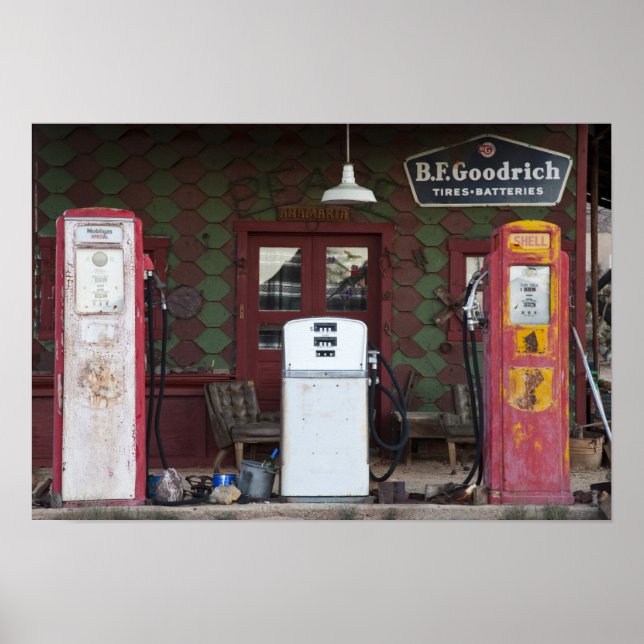 USA, Arizona. Chloride Ghost Town, altes Gas Poster (Vorne)