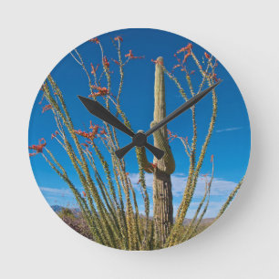 USA, Arizona. Kaktus im Saguaro-Nationalpark Runde Wanduhr