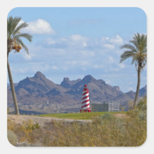 USA, Arizona, Lake Havasu City. Leuchtturm Quadratischer Aufkleber