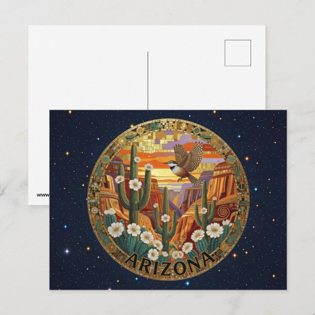 USA Arizona Staatssymbole Postkarte (Vorne/Hinten)
