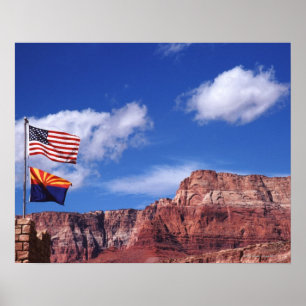 USA, Arizona, zwei Flaggen im Grand Canyon Nationa Poster