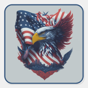 USA Art Adler Rot Weiß Blau Freiheit Patriotismus Quadratischer Aufkleber
