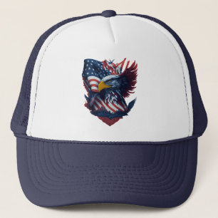 USA Art Eagle Freedom Patriotism Red White Blue Truckerkappe